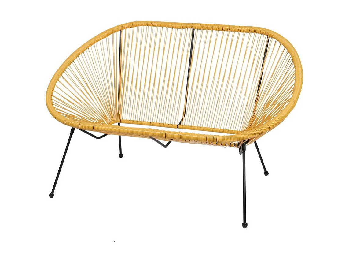 Canapé d'extérieur en résine – 137x92x85 cm – Jaune moutarde – Élégance et confort