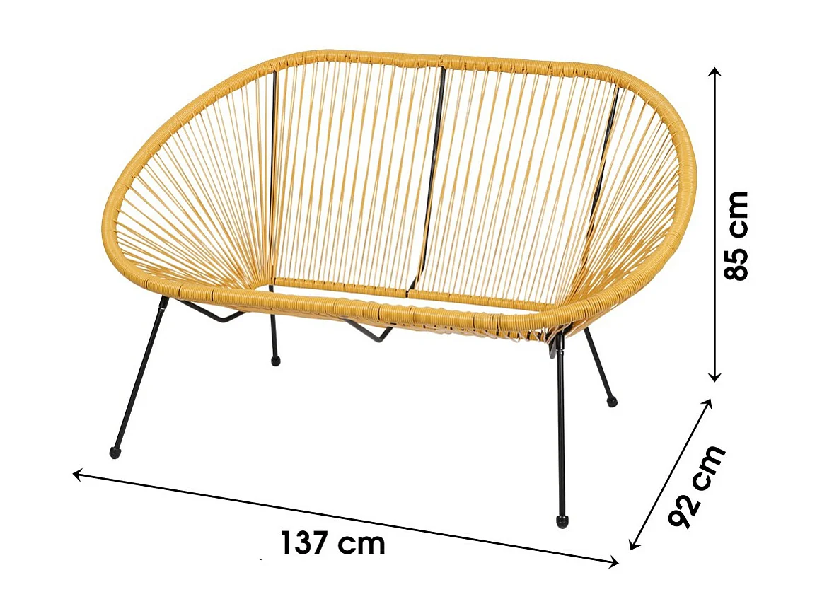 Canapé d'extérieur en résine – 137x92x85 cm – Jaune moutarde – Élégance et confort