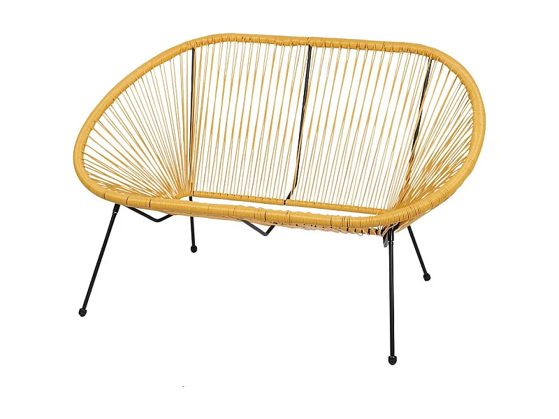 Canapé d'extérieur en résine – 137x92x85 cm – Jaune moutarde – Élégance et confort