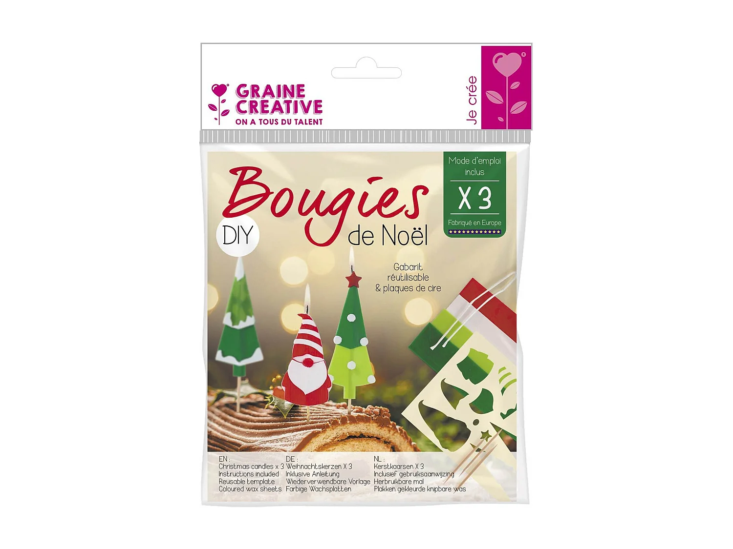 3 velas para tronco de Navidad DIY