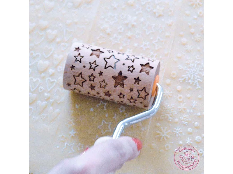 3 mini rodillos de impresión de madera - Estrellas, corazones y floretes