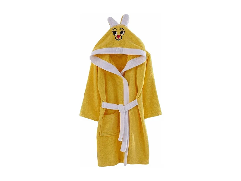 Albornoz de felpa para niños de 1 a 2 años - Amarillo