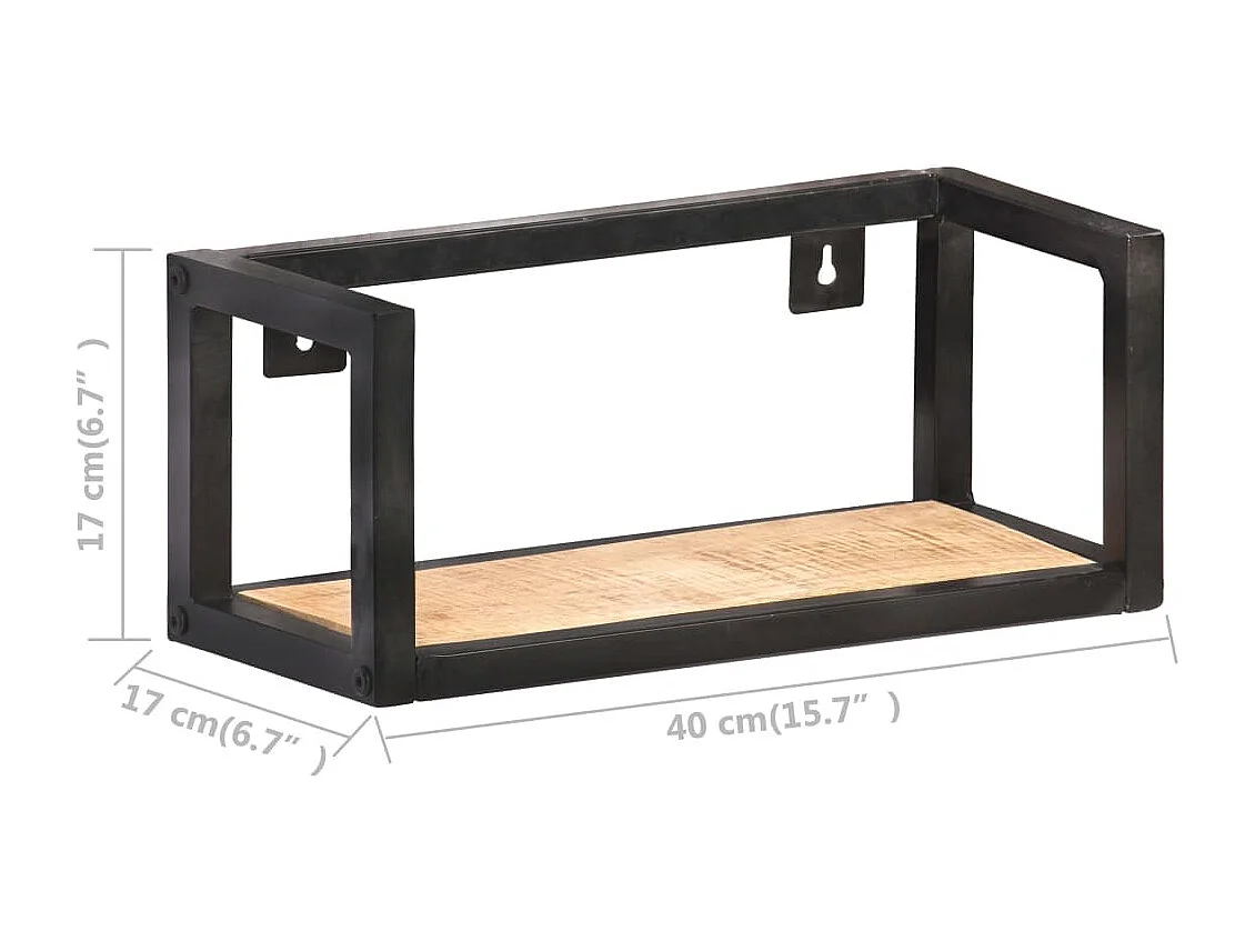 Prateleiras de parede 2 pcs 40 cm madeira de mangueira áspera