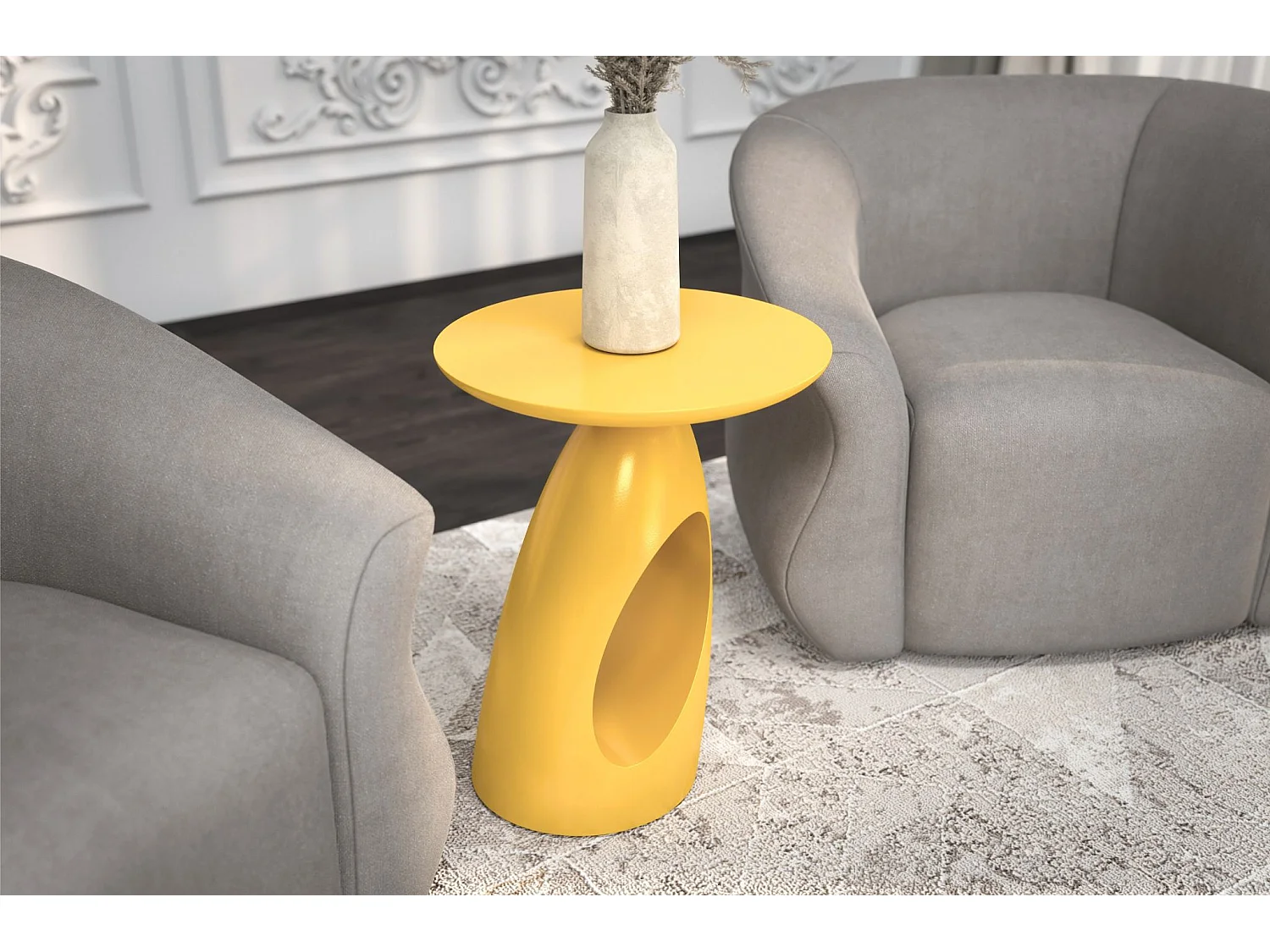 Beistelltisch Island, ovaler tischplatte, buche - lackiert, gelb