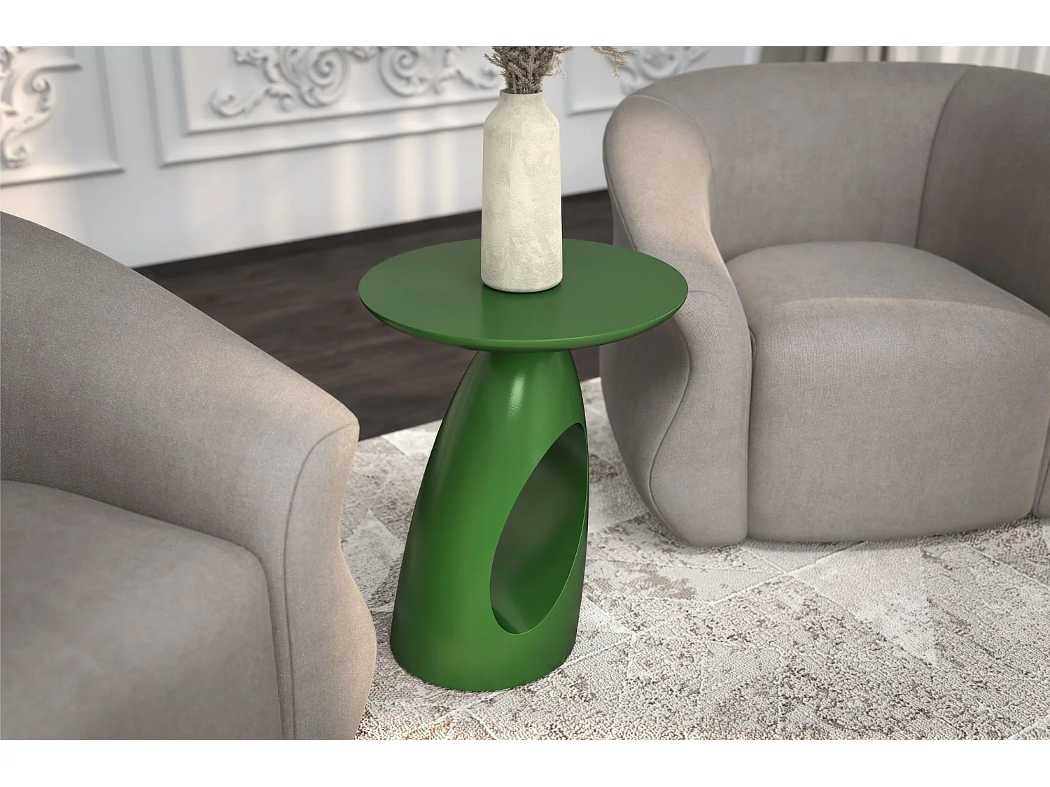 Beistelltisch Island, ovaler tischplatte, buche - lackiert, grün