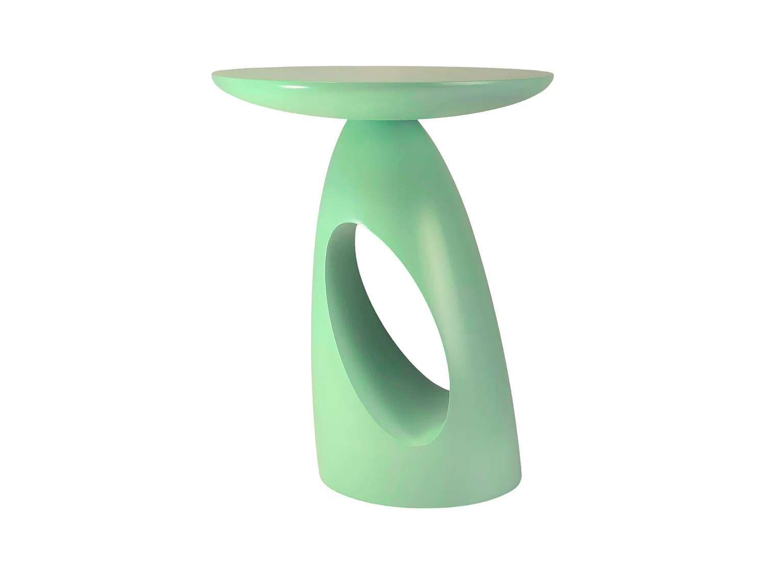 Table d'appoint / Table de nuit en bois de hêtre Kayani Island, hauteur 40 cm / Vert poudré