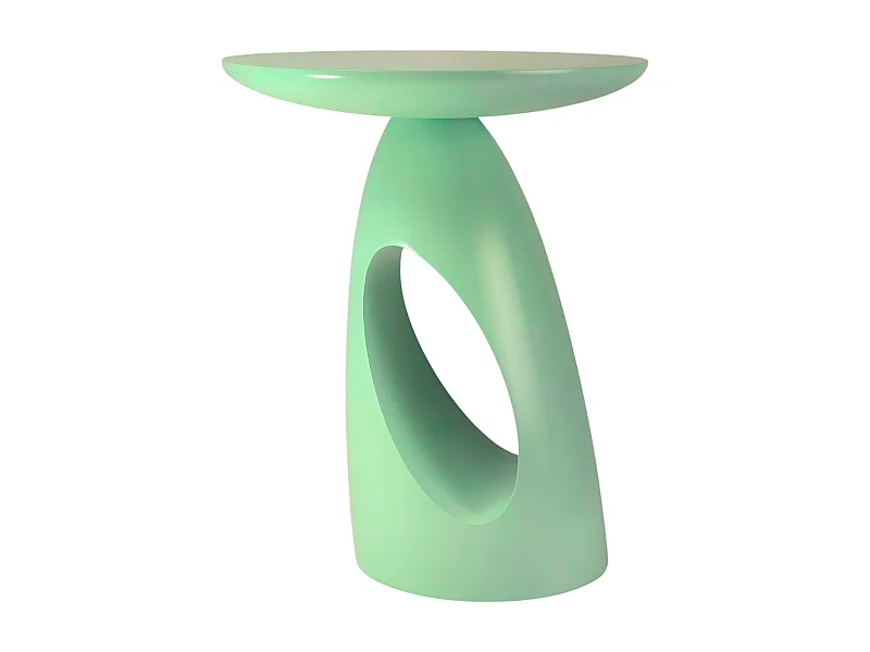 Table d'appoint / Table de nuit en bois de hêtre Kayani Island, hauteur 40 cm / Vert poudré