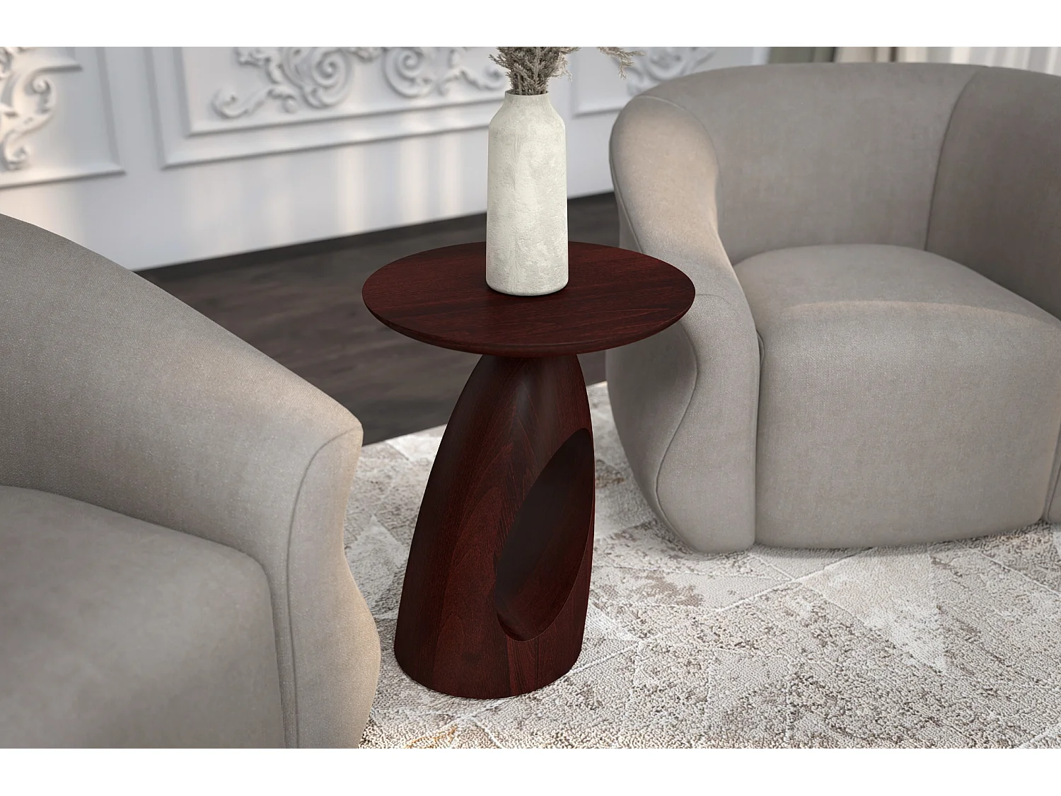 Beistelltisch Island, ovaler tischplatte, buche - lackiert, palisanderfarbe