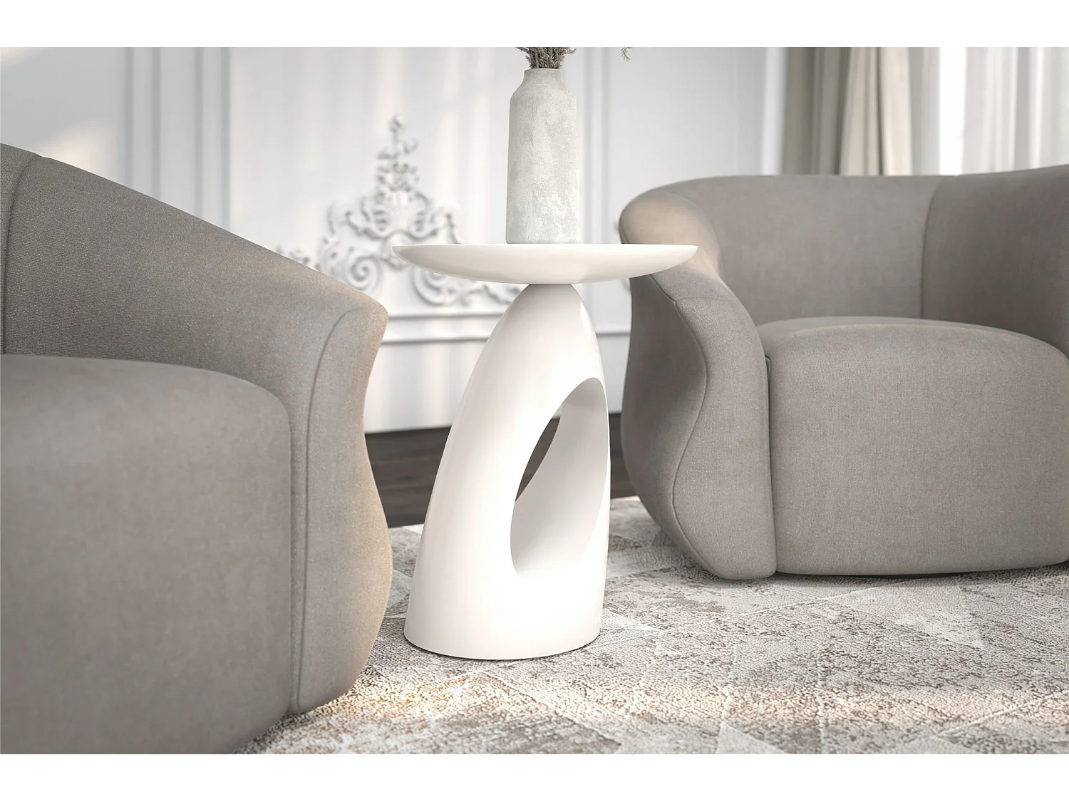 Beistelltisch Island, ovaler tischplatte, buche - lackiert, vollflächiges weiß (ral 9003)