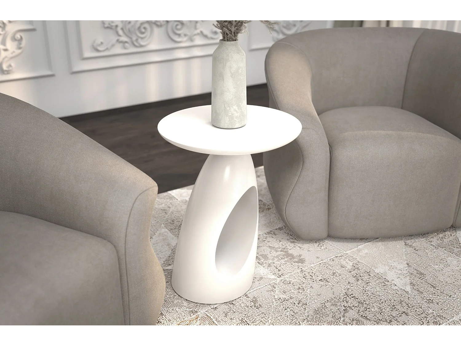 Beistelltisch Island, ovaler tischplatte, buche - lackiert, vollflächiges weiß (ral 9003)