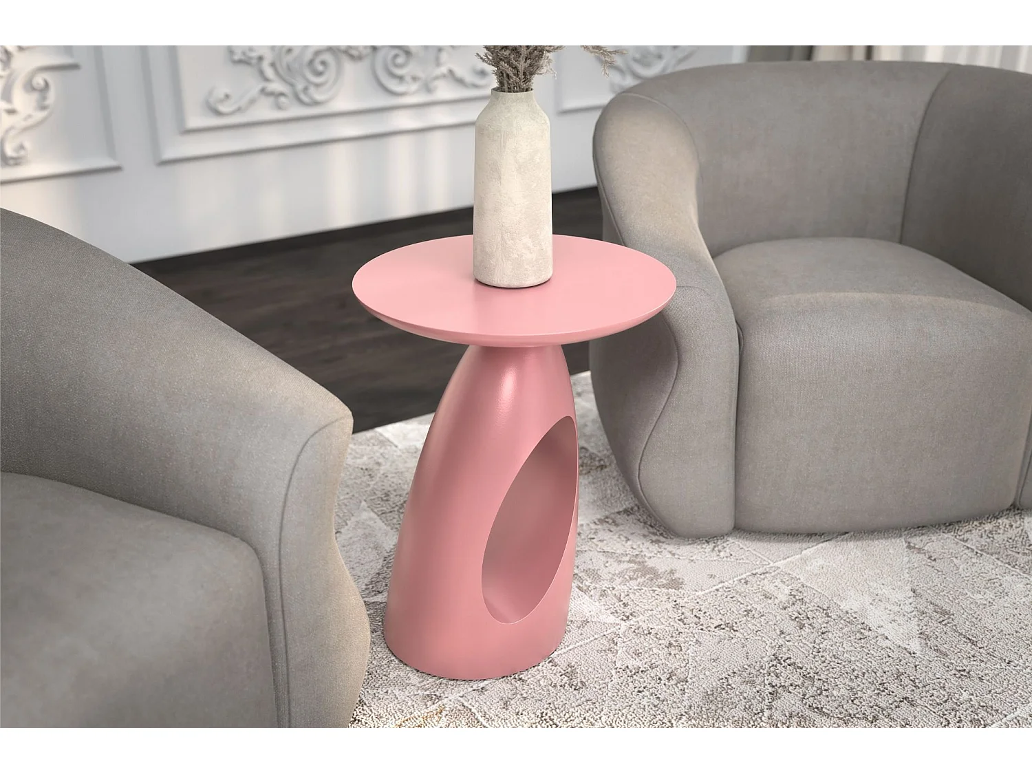 Stolik drewniany różne kolory Kayani Island, pudrowy róż