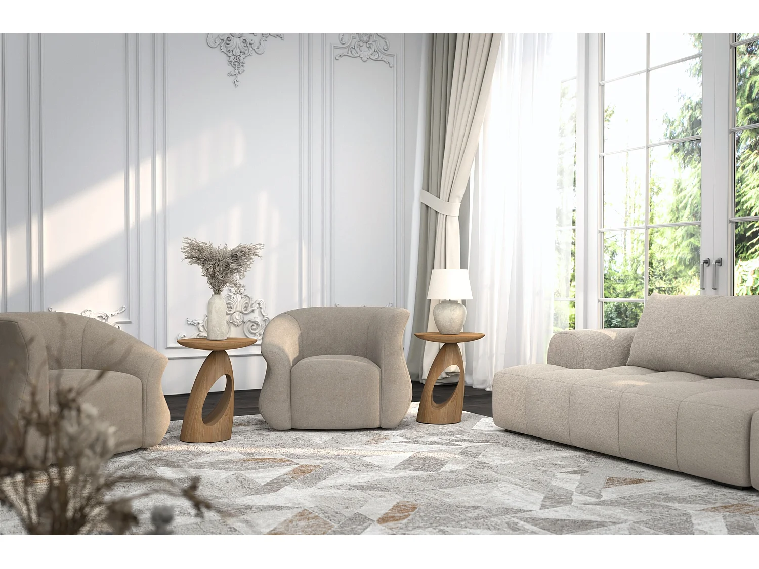 Stolik drewniany różne kolory Kayani Island, lakier naturalny