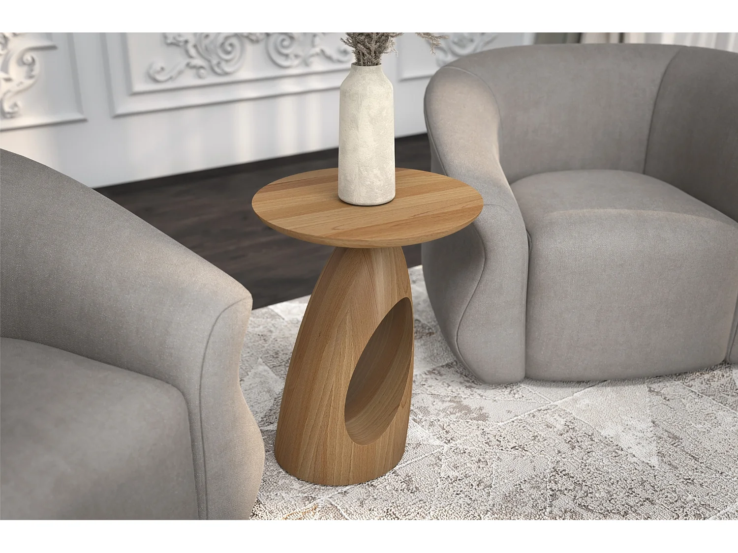 Beistelltisch Island, ovaler tischplatte, buche - lackiert, naturfarben