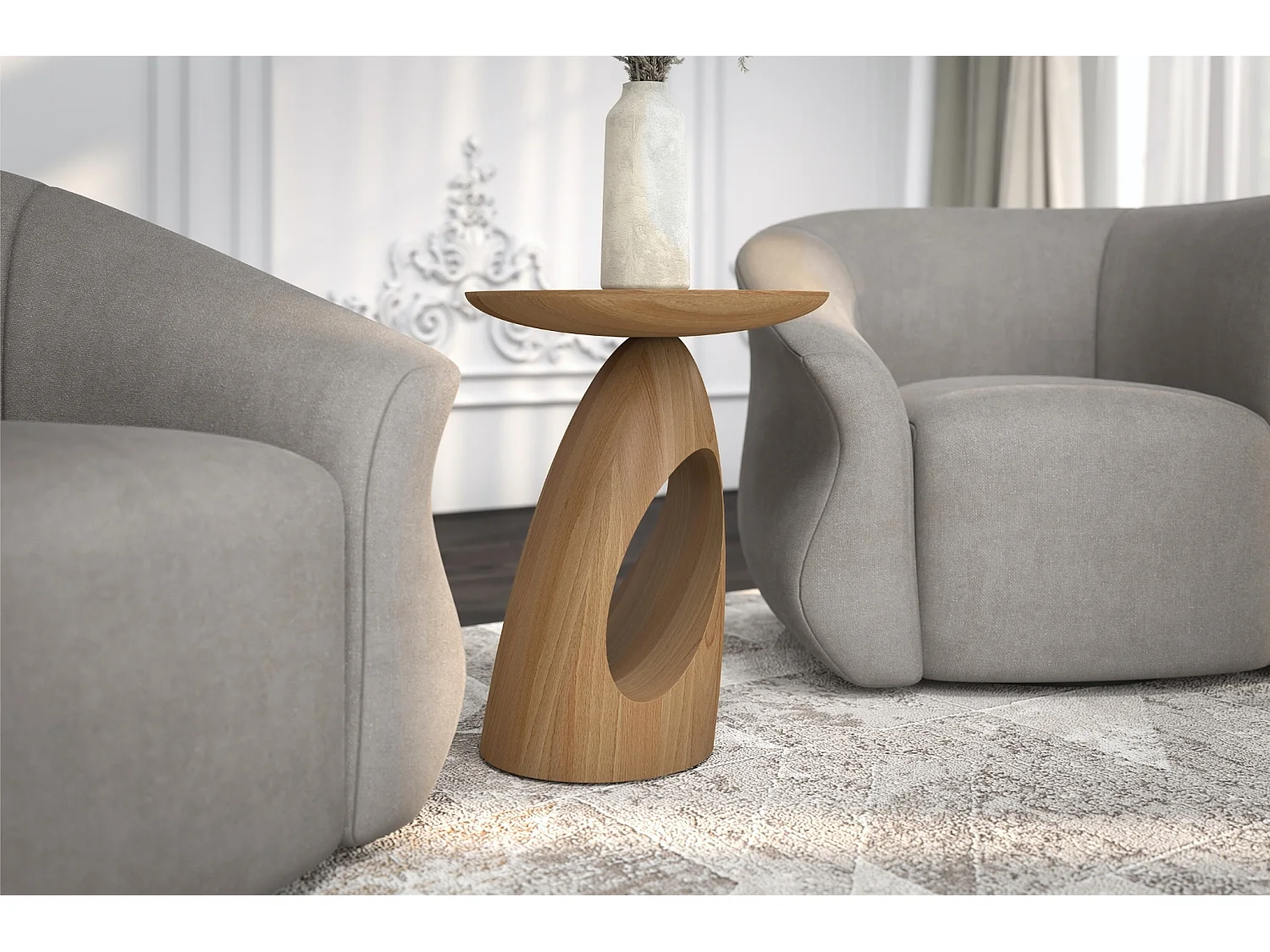Table d'appoint / Table de nuit en bois de hêtre Kayani Island, hauteur 40 cm / Naturelle