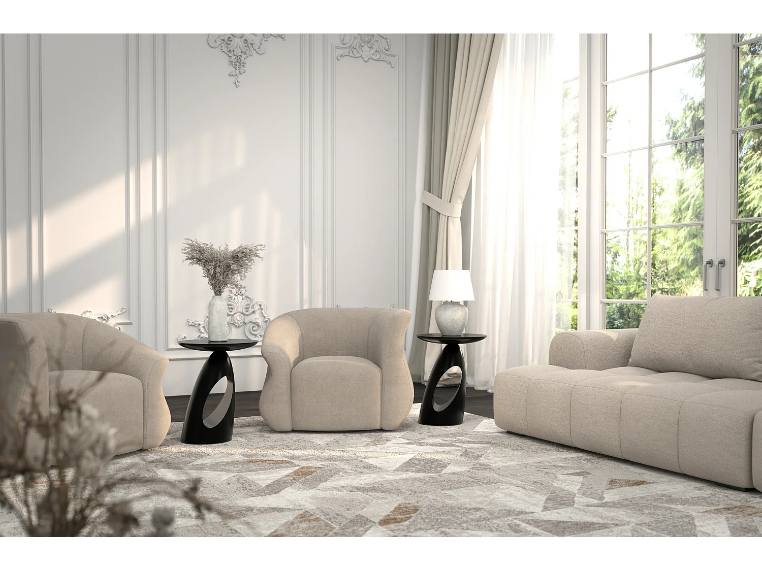 Beistelltisch Island, ovaler tischplatte, buche - lackiert, schwarz