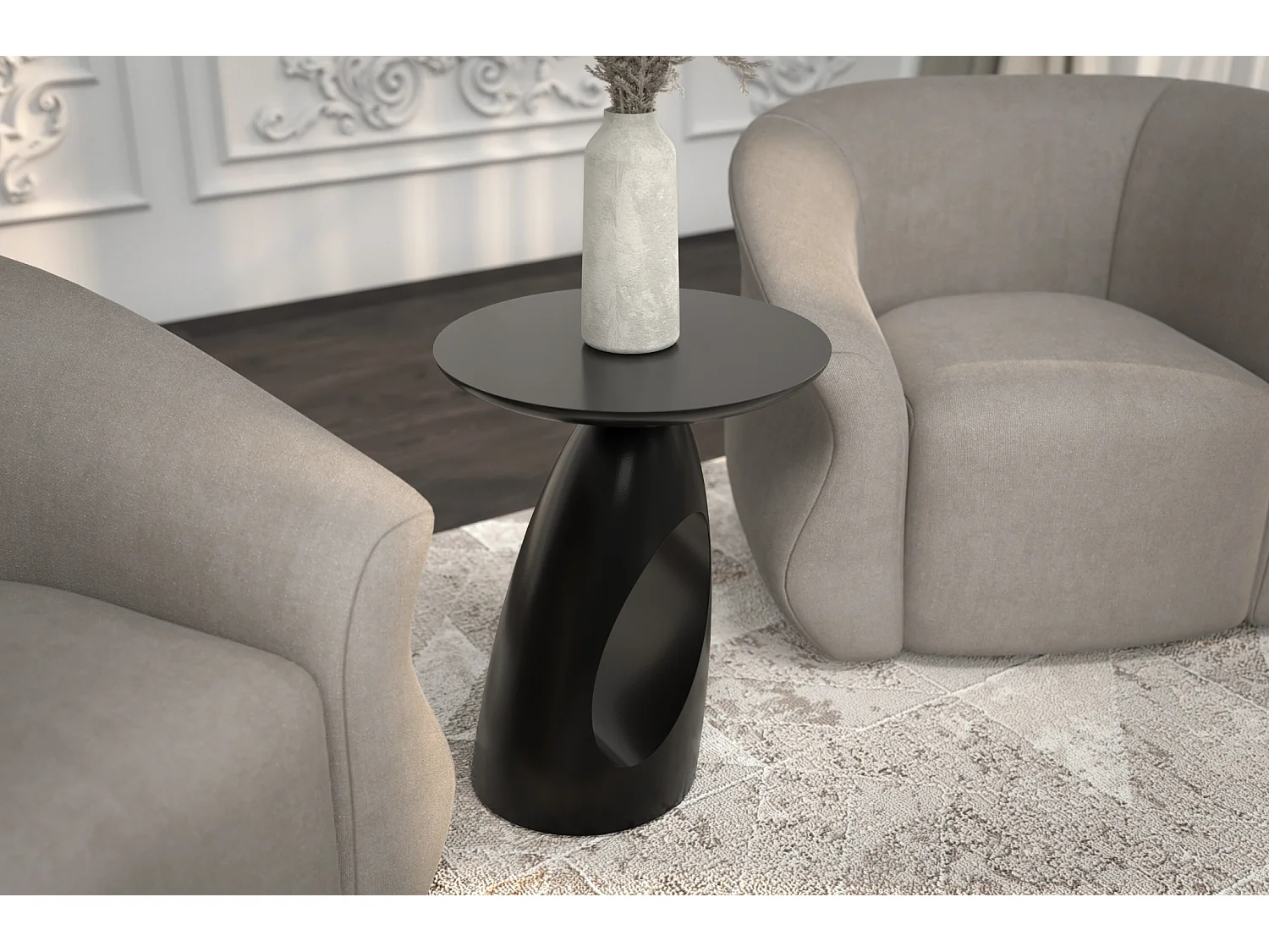 Table d'appoint / Table de nuit en bois de hêtre Kayani Island, hauteur 40 cm / Noire