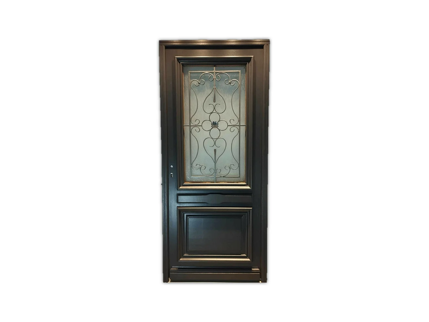 Porte d'entree Bois vitree, Candice RAL 7016, H,215xl,90 p,droit Cotes Tableau