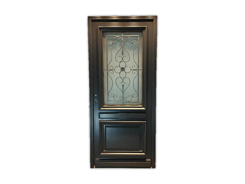 Porte d'entree Bois vitree, Candice RAL 7016, H,215xl,90 p,droit Cotes Tableau