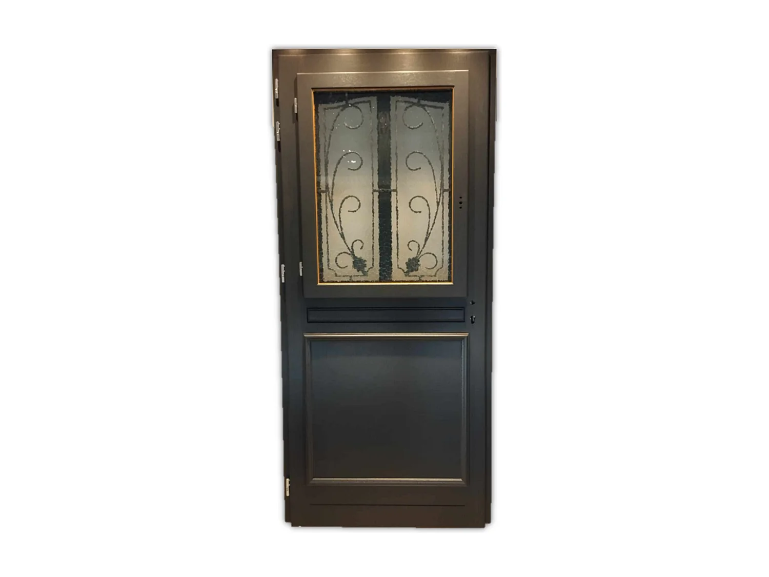 Porte d'entree Bois vitree, Mathilde RAL 7016, H,215xl,90 p,gauche Cotes Tableau