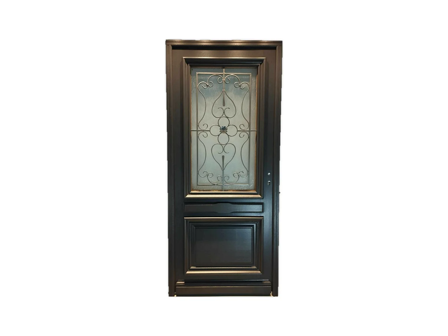 Porte d'entree Bois vitree, Candice RAL 7016, H,215xl,90 p,gauche Cotes Tableau