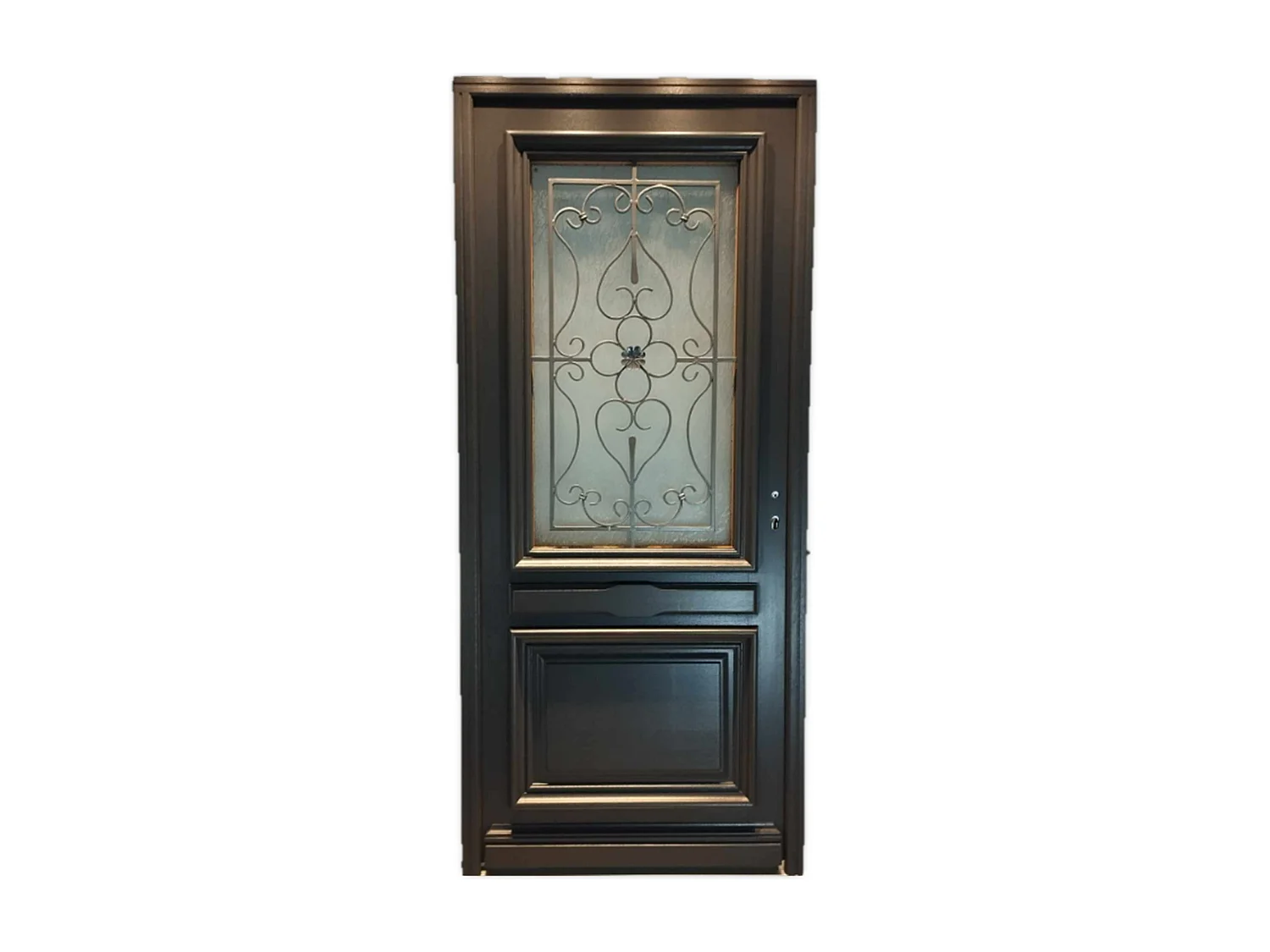 Porte d'entree Bois vitree, Candice RAL 7016, H,215xl,90 p,gauche Cotes Tableau