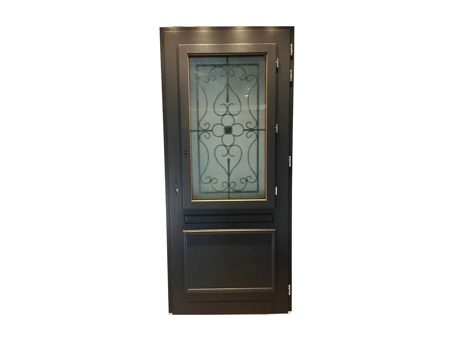 Porte d'entree Bois vitree, Candice RAL 7016, H,215xl,90 p,gauche Cotes Tableau
