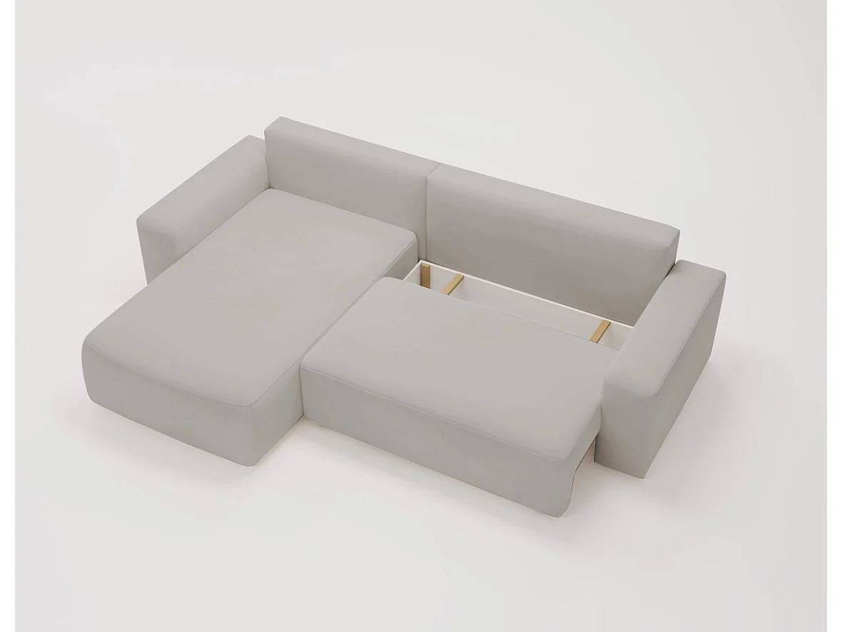 Emporius Aldo L Gauche Canapé d'angle Convertible avec Coffre de Rangement - Canapé 3 Places 250x165 cm, Canapé Lit Gris clair (Komodo 20)