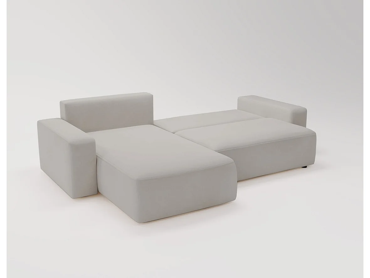 Emporius Aldo L Gauche Canapé d'angle Convertible avec Coffre de Rangement - Canapé 3 Places 250x165 cm, Canapé Lit Gris clair (Komodo 20)