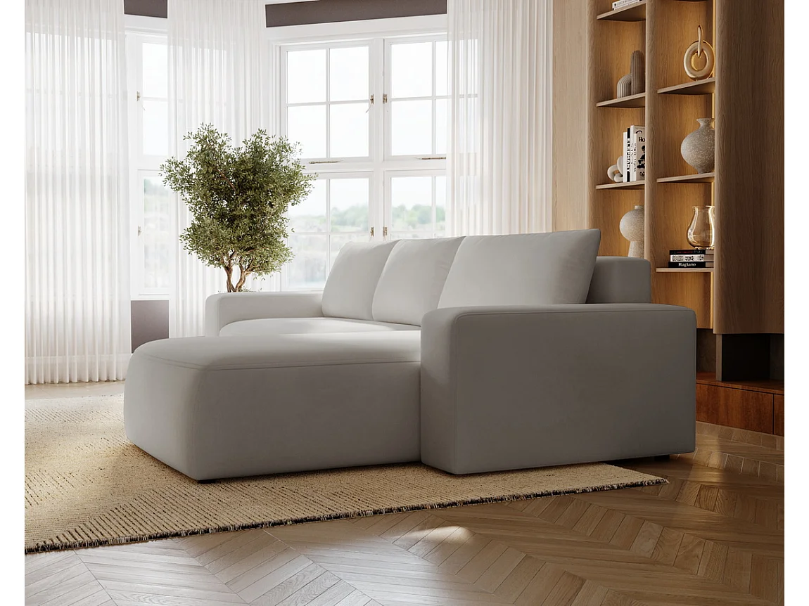 Emporius Aldo L Gauche Canapé d'angle Convertible avec Coffre de Rangement - Canapé 3 Places 250x165 cm, Canapé Lit Gris clair (Komodo 20)