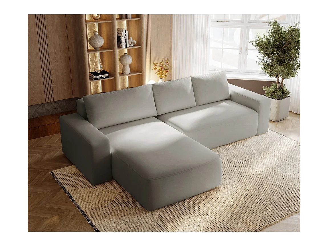 Emporius Aldo L Gauche Canapé d'angle Convertible avec Coffre de Rangement - Canapé 3 Places 250x165 cm, Canapé Lit Gris clair (Komodo 20)