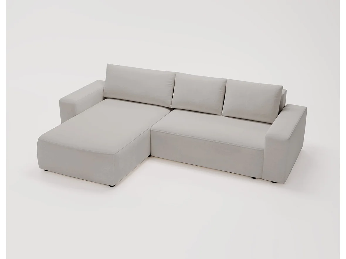Emporius Aldo L Gauche Canapé d'angle Convertible avec Coffre de Rangement - Canapé 3 Places 250x165 cm, Canapé Lit Gris clair (Komodo 20)