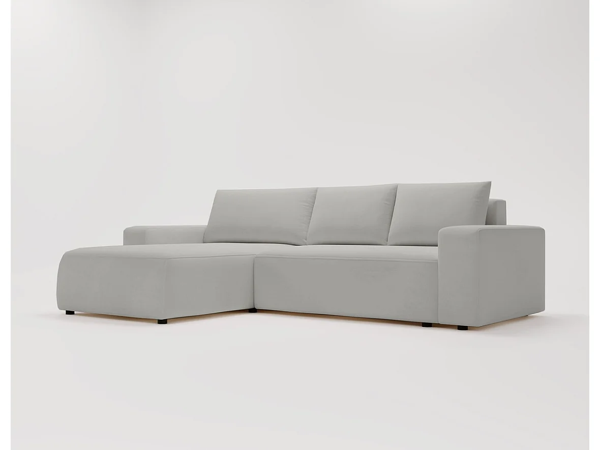 Emporius Aldo L Gauche Canapé d'angle Convertible avec Coffre de Rangement - Canapé 3 Places 250x165 cm, Canapé Lit Gris clair (Komodo 20)