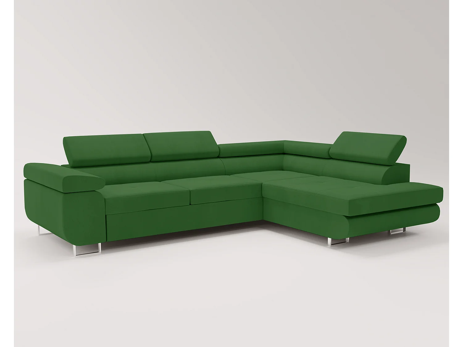Emporius Sorlo Rechts Ecksofa mit Schlaffunktion - Eckcouch mit Bettkasten, Sofa L-Form Grün (Amor Velvet 4311)