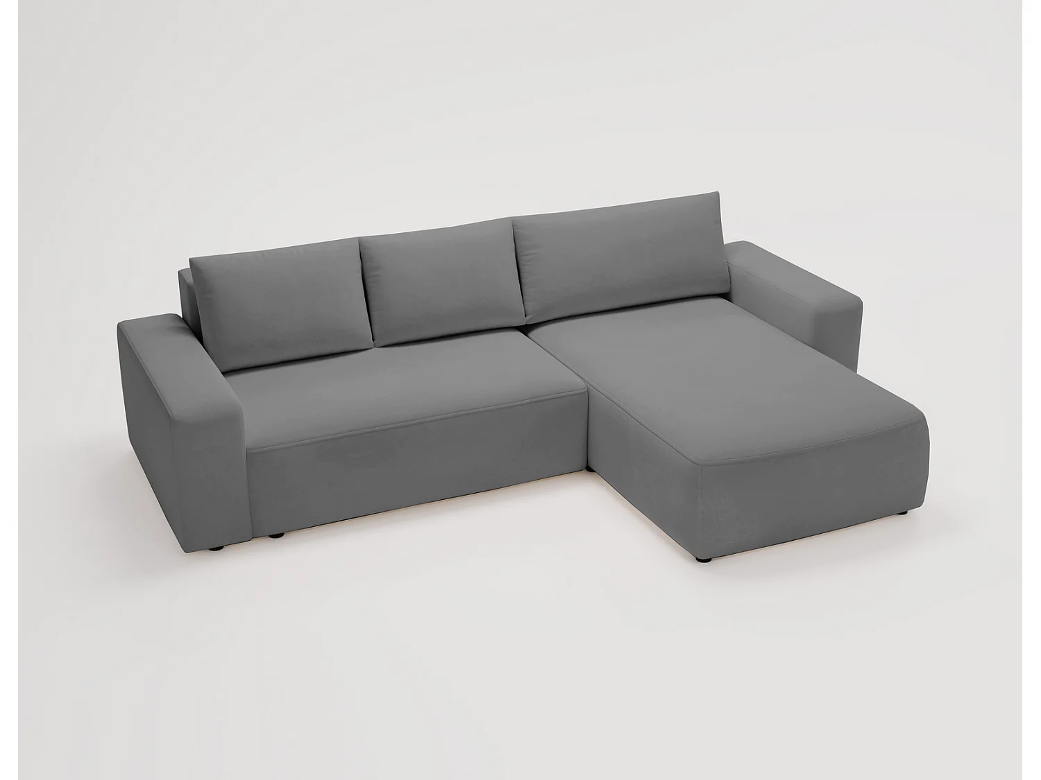 Emporius Aldo L Droit Canapé d'angle Convertible avec Coffre de Rangement - Canapé 3 Places 250x165 cm, Canapé Lit Gris (Komodo 21)