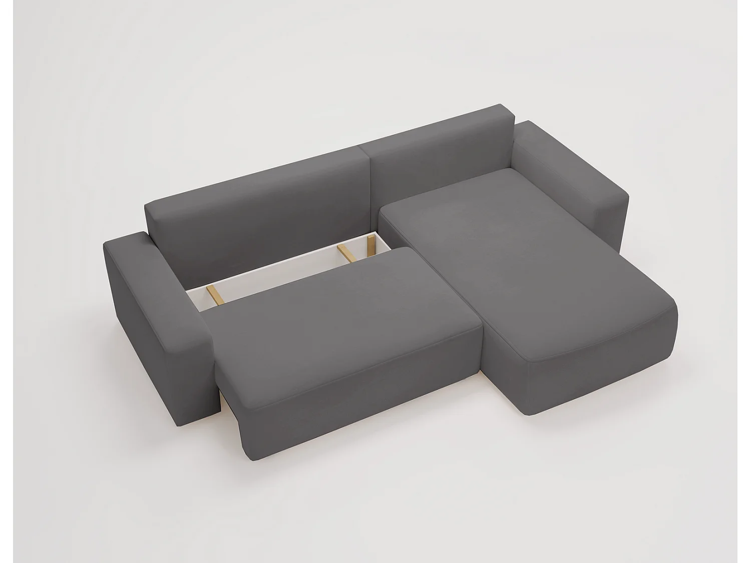 Emporius Aldo L Droit Canapé d'angle Convertible avec Coffre de Rangement - Canapé 3 Places 250x165 cm, Canapé Lit Gris (Komodo 21)