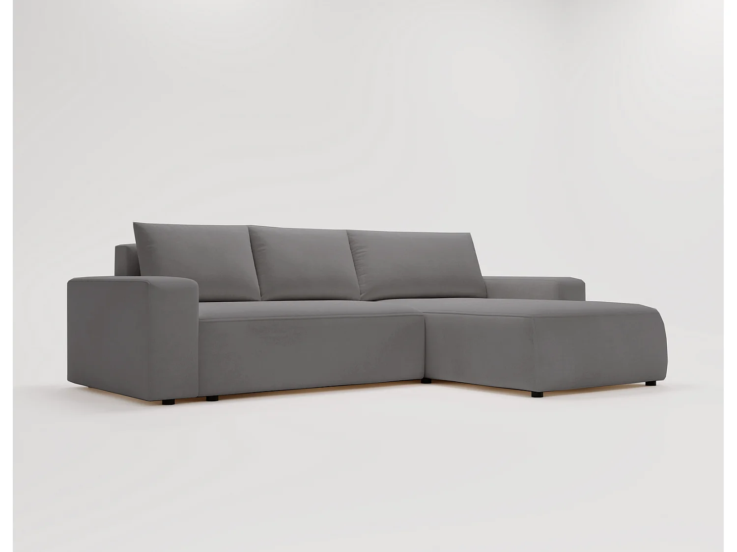 Emporius Aldo L Droit Canapé d'angle Convertible avec Coffre de Rangement - Canapé 3 Places 250x165 cm, Canapé Lit Gris (Komodo 21)