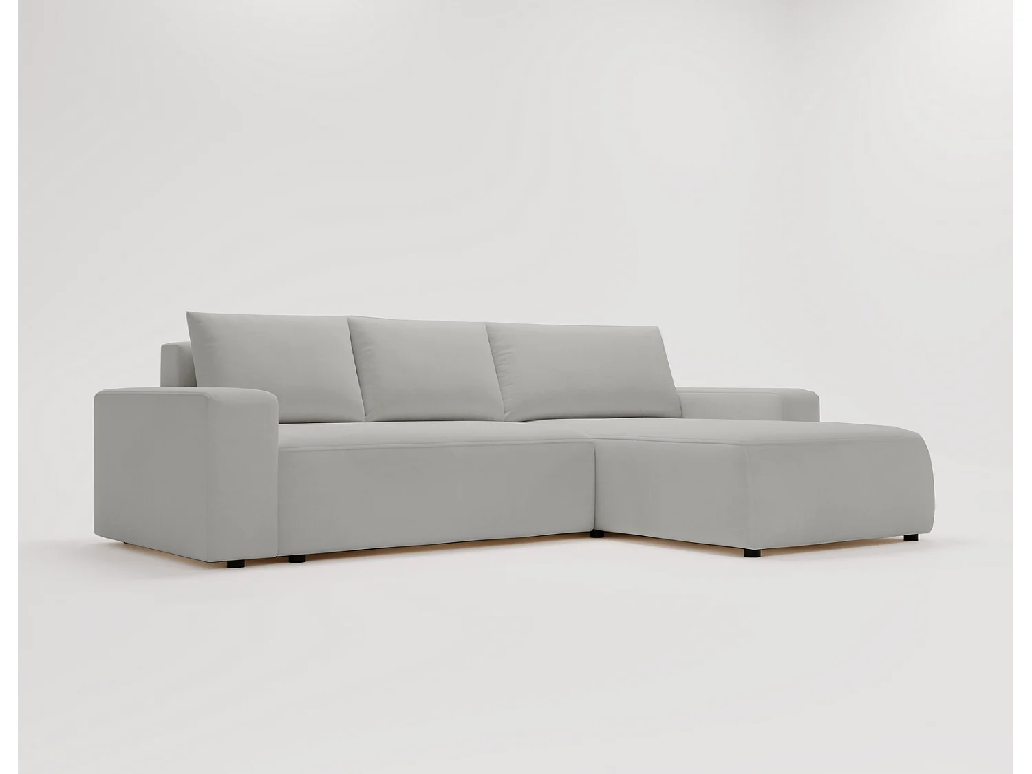 Emporius Aldo L Droit Canapé d'angle Convertible avec Coffre de Rangement - Canapé 3 Places 250x165 cm, Canapé Lit Gris clair (Komodo 20)