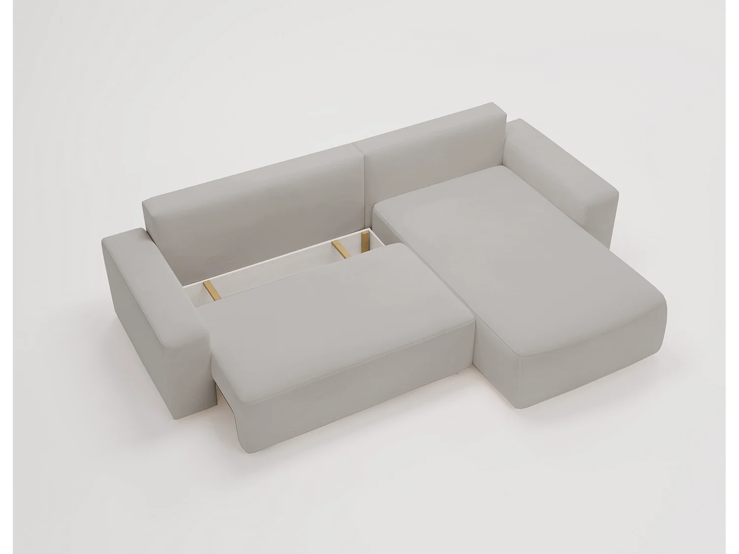 Emporius Aldo L Droit Canapé d'angle Convertible avec Coffre de Rangement - Canapé 3 Places 250x165 cm, Canapé Lit Gris clair (Komodo 20)