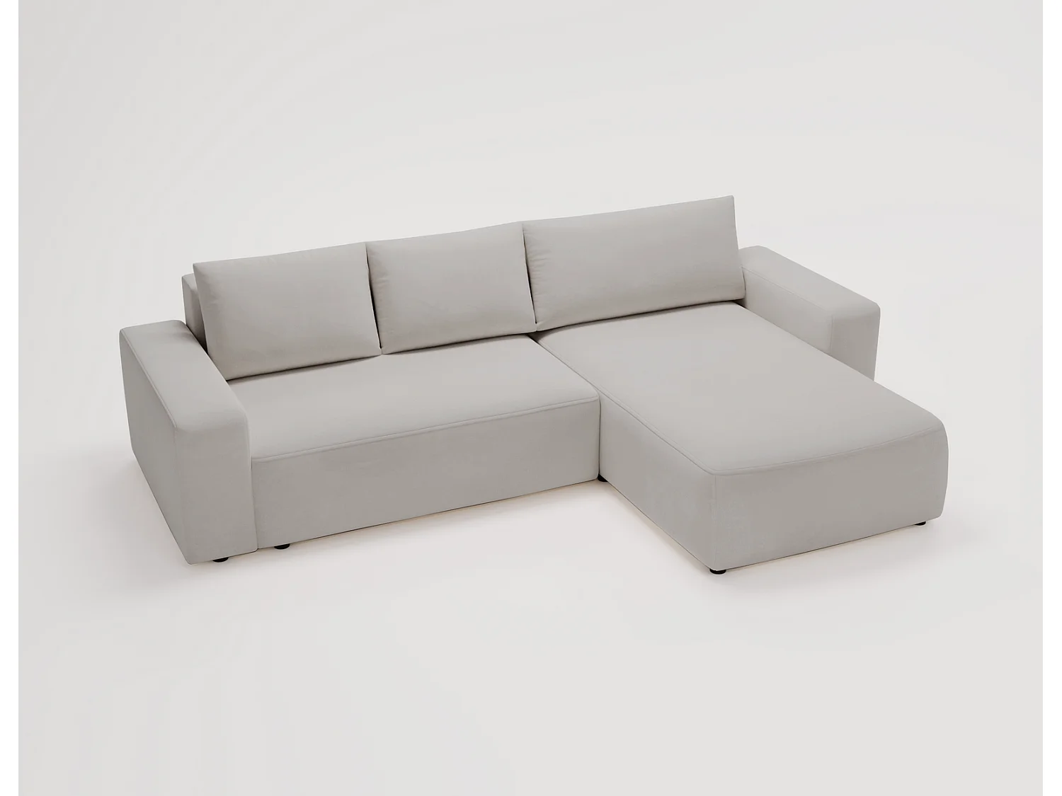 Emporius Aldo L rechts Hoekbank met slaapfunctie en bedlade, Sofa 250x165 cm - woonkamerbank lichtgrijs (Komodo 20)