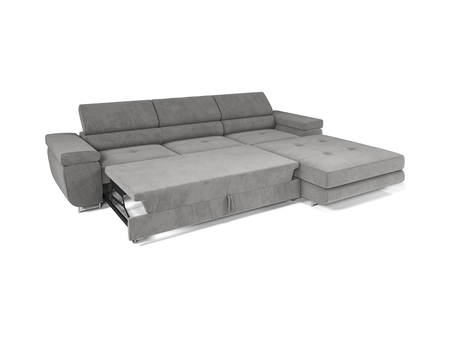 Emporius Sorlo Twin rechts Hoekbank met slaapfunctie - 3-zitsbank, sofa 280 cm met bedlade bruin (Monolith 09)