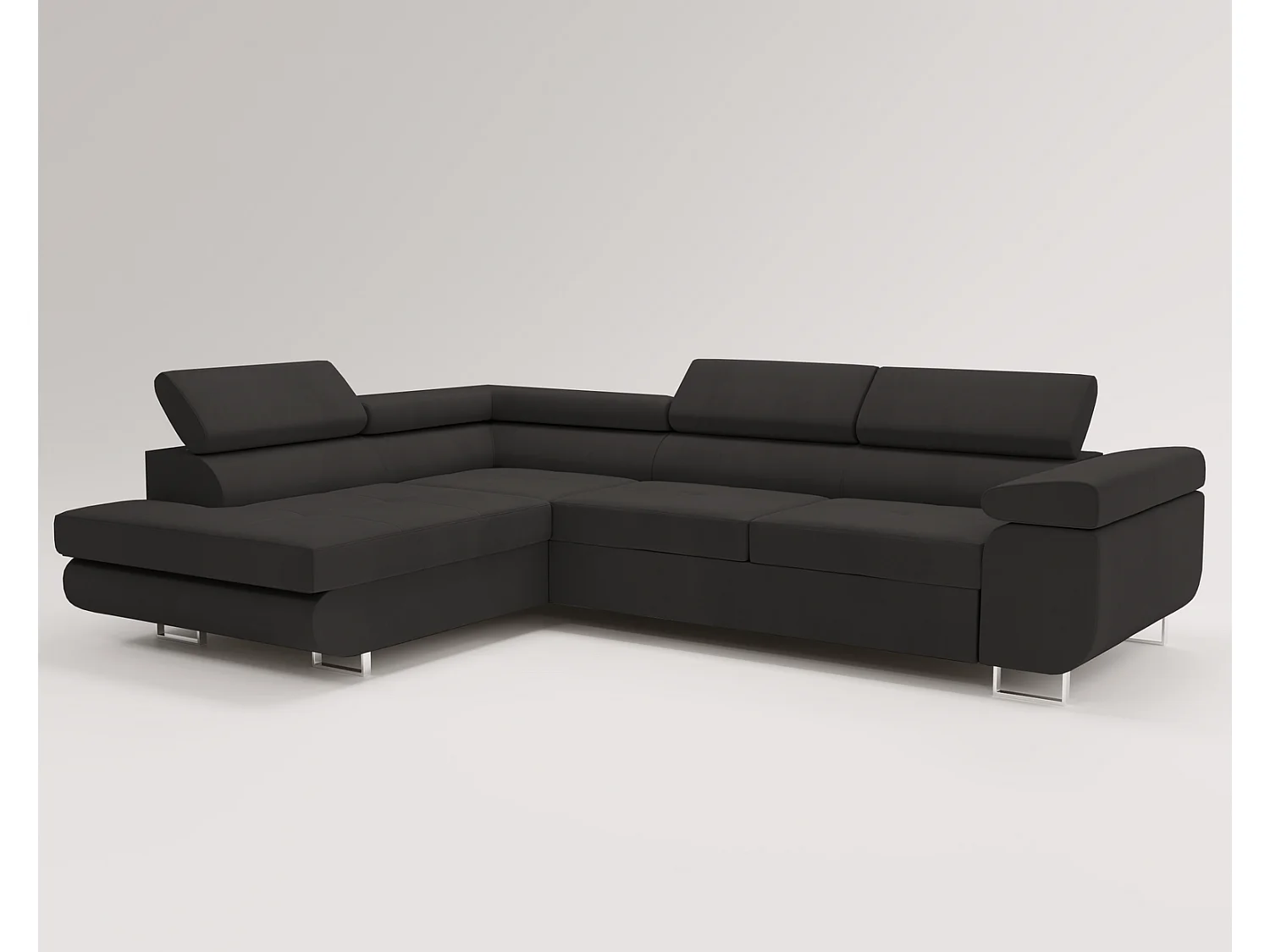 Emporius Sorlo Links Ecksofa mit Schlaffunktion - Eckcouch mit Bettkasten, Sofa L-Form Schwarz (Amor Velvet 4322)