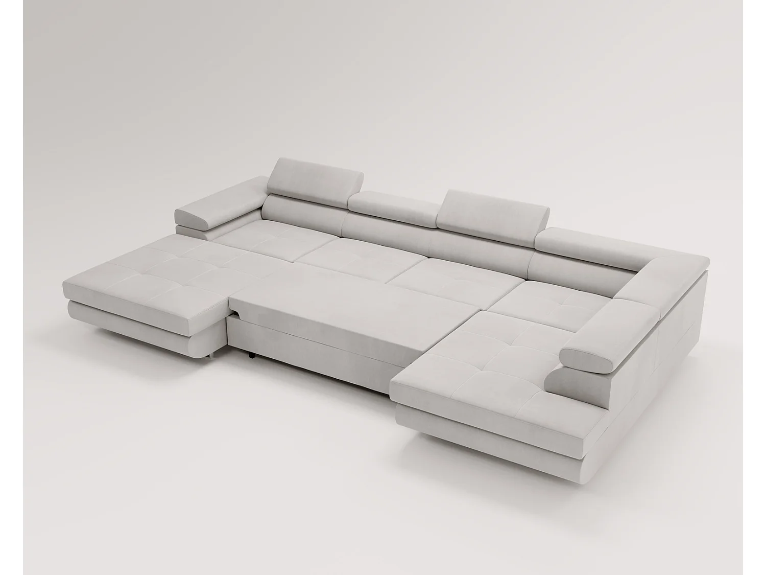 Emporius Sorlo U Rechts Ecksofa U-Form, Eckcouch mit Schlaffunktion, Bettkasten - Grün (Amor Velvet 4311)