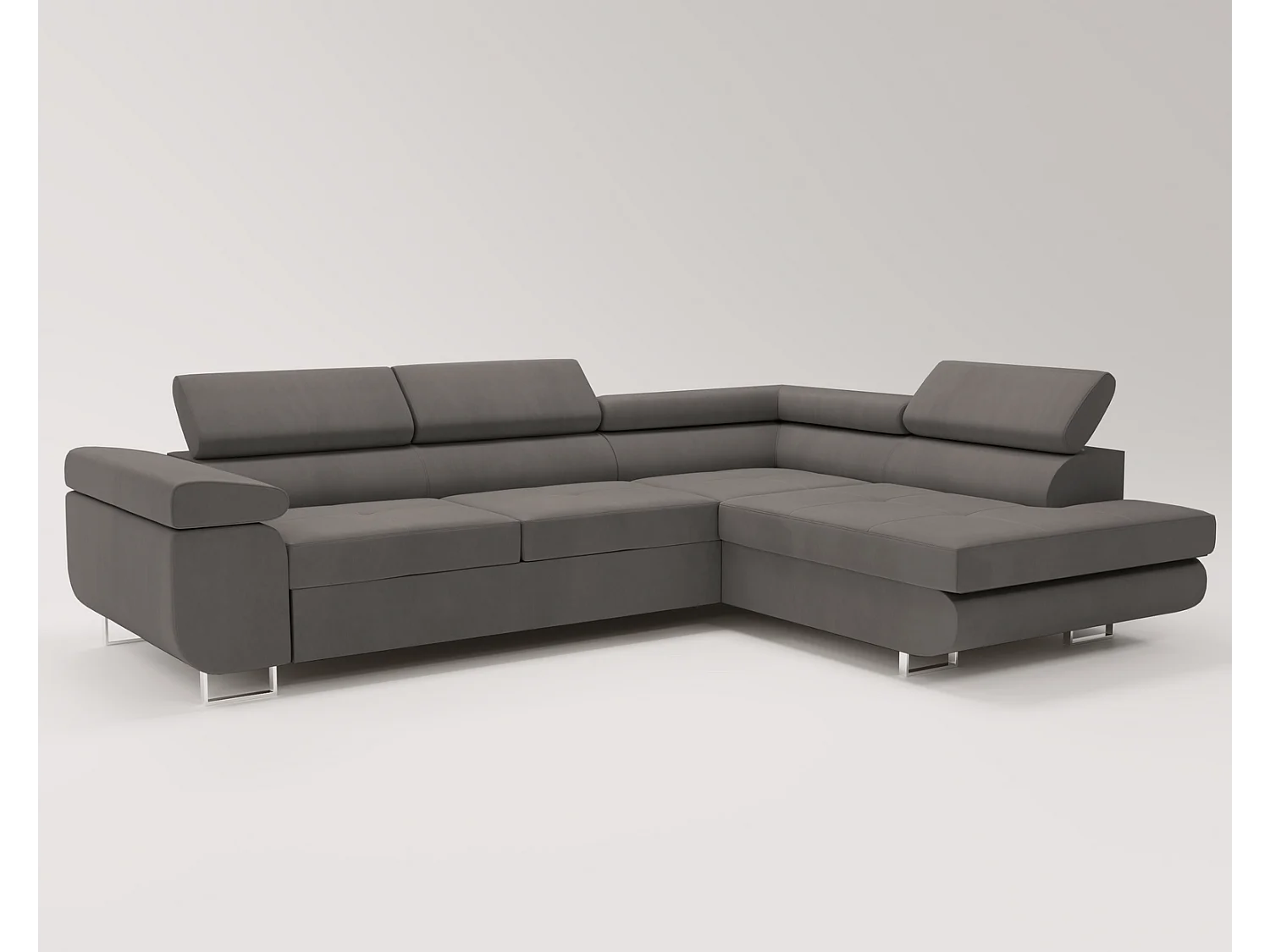 Emporius Sorlo Rechts Ecksofa mit Schlaffunktion - Eckcouch mit Bettkasten, Sofa L-Form Dunkelgrau (Amor Velvet 4321)