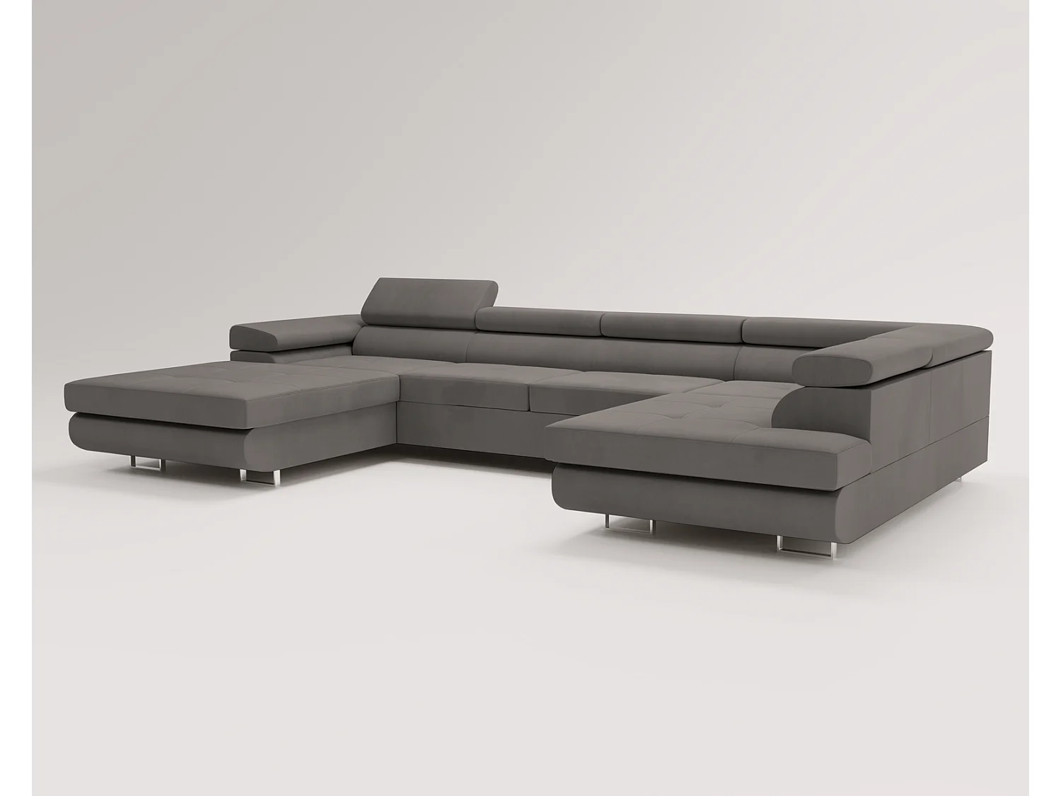 Emporius Sorlo U Rechts Ecksofa U-Form, Eckcouch mit Schlaffunktion, Bettkasten - Dunkelgrau (Amor Velvet 4321)