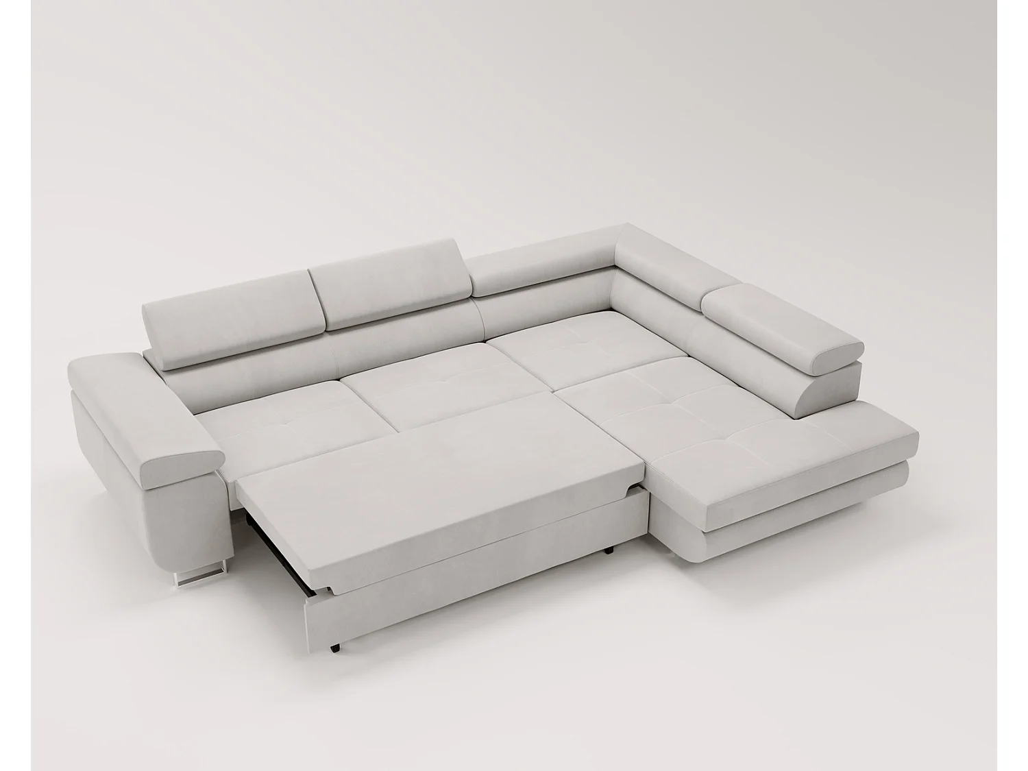 Emporius Sorlo Rechts Ecksofa mit Schlaffunktion - Eckcouch mit Bettkasten, Sofa L-Form Hellgrau (Amor Velvet 4318)