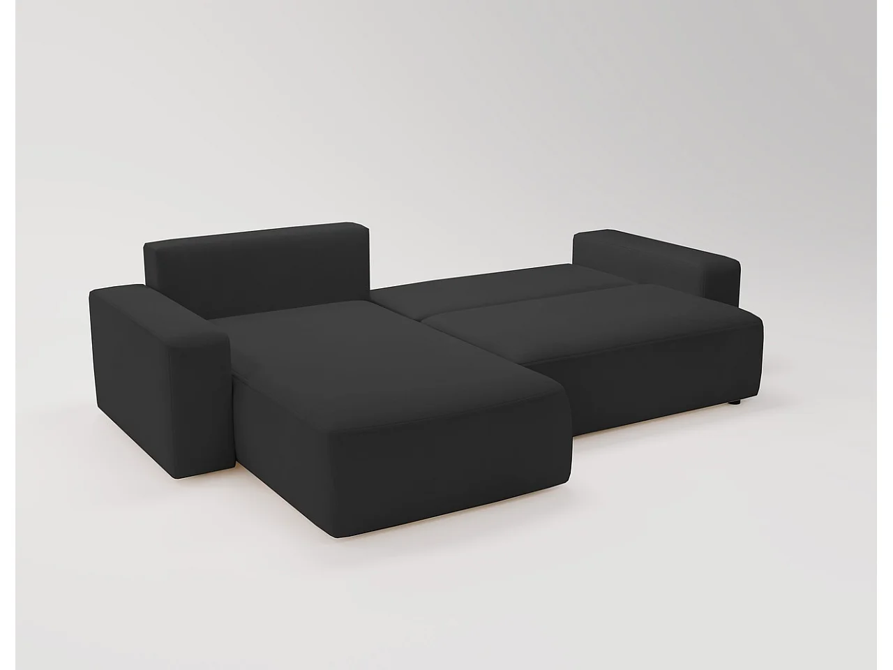 Emporius Aldo L links Hoekbank met slaapfunctie en bedlade, Sofa 250x165 cm - woonkamerbank zwart (Komodo 23)