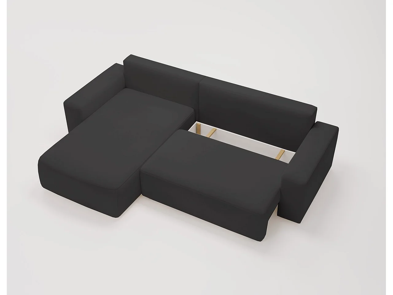 Emporius Aldo L Gauche Canapé d'angle Convertible avec Coffre de Rangement - Canapé 3 Places 250x165 cm, Canapé Lit Noir (Komodo 23)