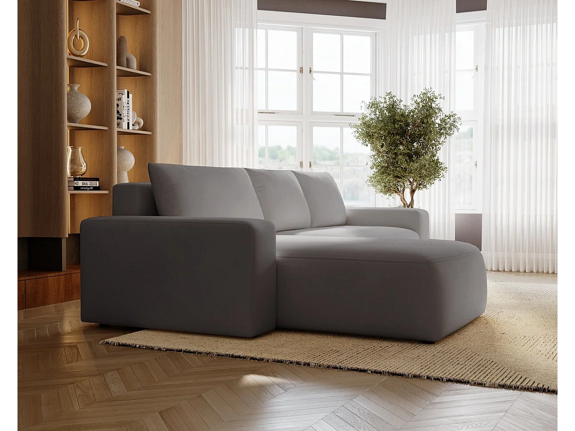 Emporius Aldo L Gauche Canapé d'angle Convertible avec Coffre de Rangement - Canapé 3 Places 250x165 cm, Canapé Lit Gris (Komodo 21)