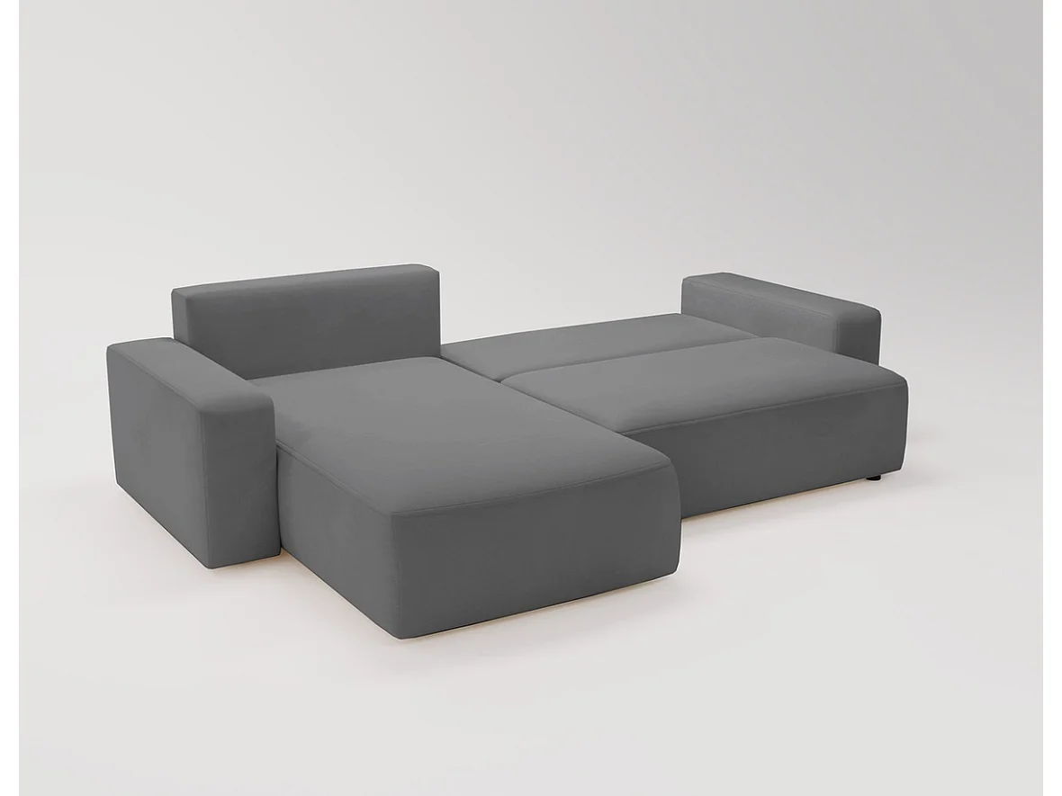 Emporius Aldo L Gauche Canapé d'angle Convertible avec Coffre de Rangement - Canapé 3 Places 250x165 cm, Canapé Lit Gris (Komodo 21)