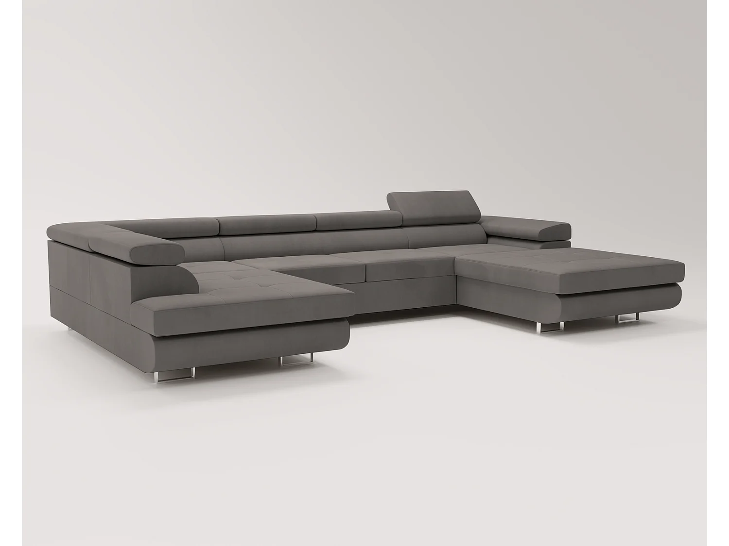 Emporius Sorlo U Gauche Canapé d'angle Convertible, Canapé avec Coffre de Rangement, têtières réglables - Canapé d'angle U Gris foncé (Amor Velvet 4321)